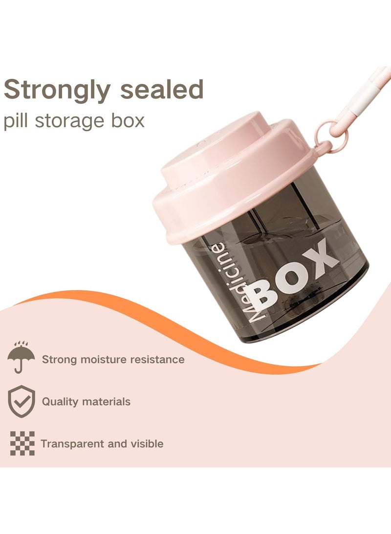 SANMUGEED Pill Box, Portable Daily Pill Box Organizer - Waterproof Pill Container with Anti-Mixing & Wide Openings Design, Rotating dumping Compact Travel Medicine Holder for Vitamins, Supplements (Pink) - Image 2