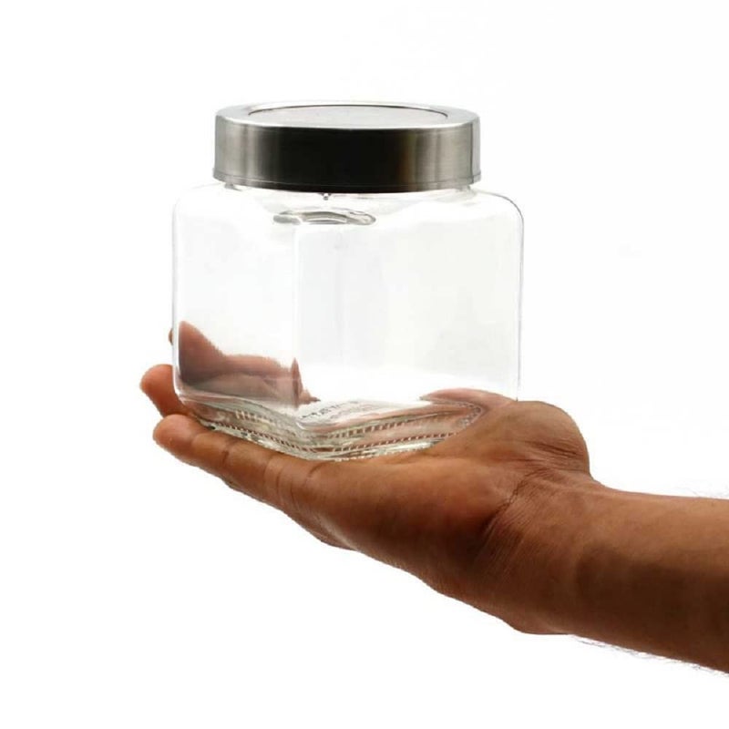 CROCO JAR Cubical Glass Jar 600 ml BPA Free Glass jars for kitchen storage Kitchen Containers with lid Multipurpose Jar Glass Storage Container See Through Cap Pack Of 6 - Image 2