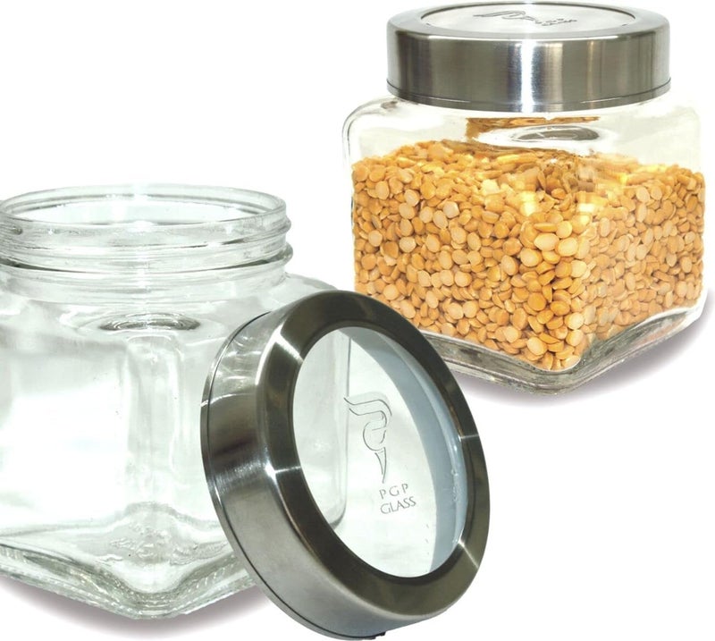 CROCO JAR Cubical Glass Jar 600 ml BPA Free Glass jars for kitchen storage Kitchen Containers with lid Multipurpose Jar Glass Storage Container See Through Cap Pack Of 6 - Image 4