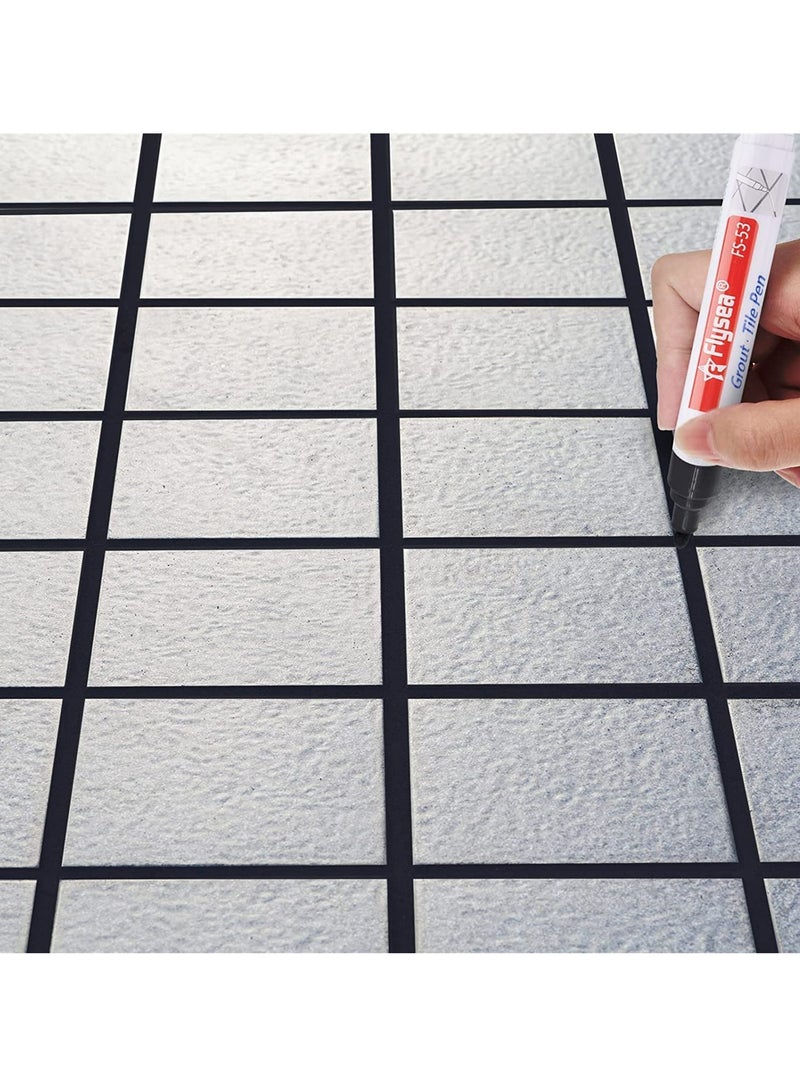 Zikra Black 6 Pieces Tile Pen Wall Grout Restorer Pen Repair Marker Grout Filler Pen for Restoring Tile Grout Wall Floor Bathrooms and Kitchen - Image 3