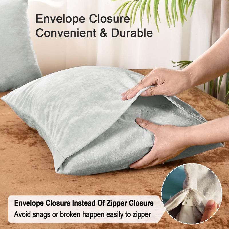 بي أتش إف PHF حقًا وسادات مخملية في المخملية الحجم القياسي لا إدراج 2 حزمة وسادة سادة ناعمة ناعمة الأغطية مع إغلاق المغلف 20 "× 26" - Image 4