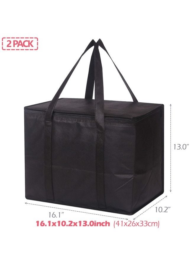 هومستر مجموعة من حقائبي بقالة عازلتين كبيرتين قابلة لإعادة الاستخدام مع سحابة ومقابض متينة، مجموعات مبردة قابلة للطي وقابلة للطي لتوصيل الطعام الساخن أو البارد، البقالة، السفر، التسوق - Image 2