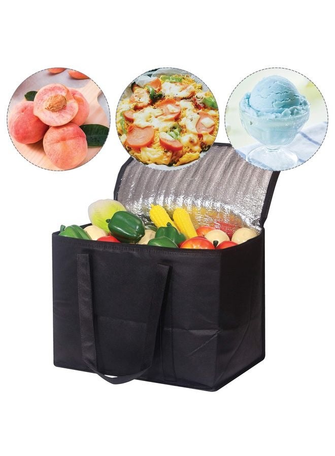 هومستر مجموعة من حقائبي بقالة عازلتين كبيرتين قابلة لإعادة الاستخدام مع سحابة ومقابض متينة، مجموعات مبردة قابلة للطي وقابلة للطي لتوصيل الطعام الساخن أو البارد، البقالة، السفر، التسوق - Image 5