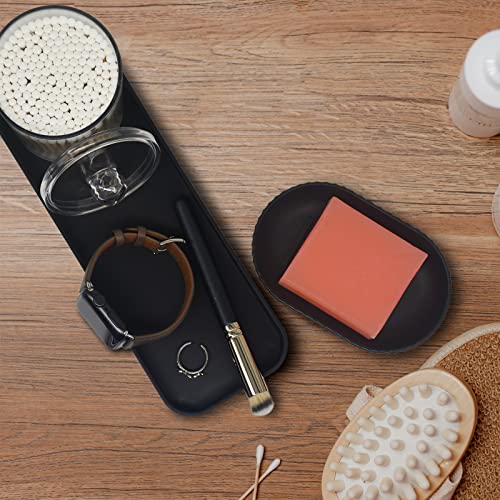 Bthenov Bathroom Accessory Set - 10 Piece Black Bathroom Accessories Set with Trash Can, Toothbrush Holder and Cup, Soap Dispenser, Soap Dish, Toilet Brush Holder, Vanity Tray, Qtip Holder, Tissue Box Cover - Image 5