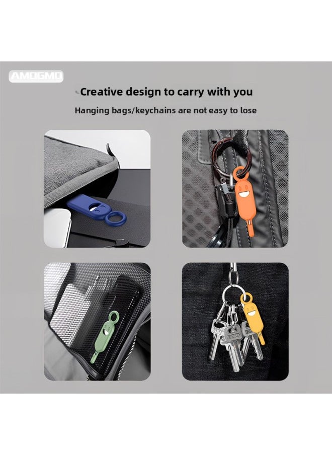 Smiley Mobile Phone Anti-lost Card Pin Sleeve Memory Sim Card Sleeve Phone Change And Pull Card Hanging Key Portable Thimble Gift-Product Color:Red  - Image 5