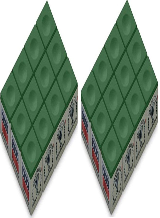 Silver Cup Billiard/Pool Cue Chalk Box, Green, 12 Cubes 2 Pack