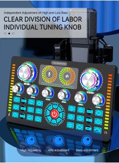LEOKOR Q7 Sound Card Podcast Equipment,DJ Mixer,Professional Audio Mixer,Suitable for Live Broadcast/Gaming/Karaoke/Tiktok/YouTube Streaming (Black)  - Image 2