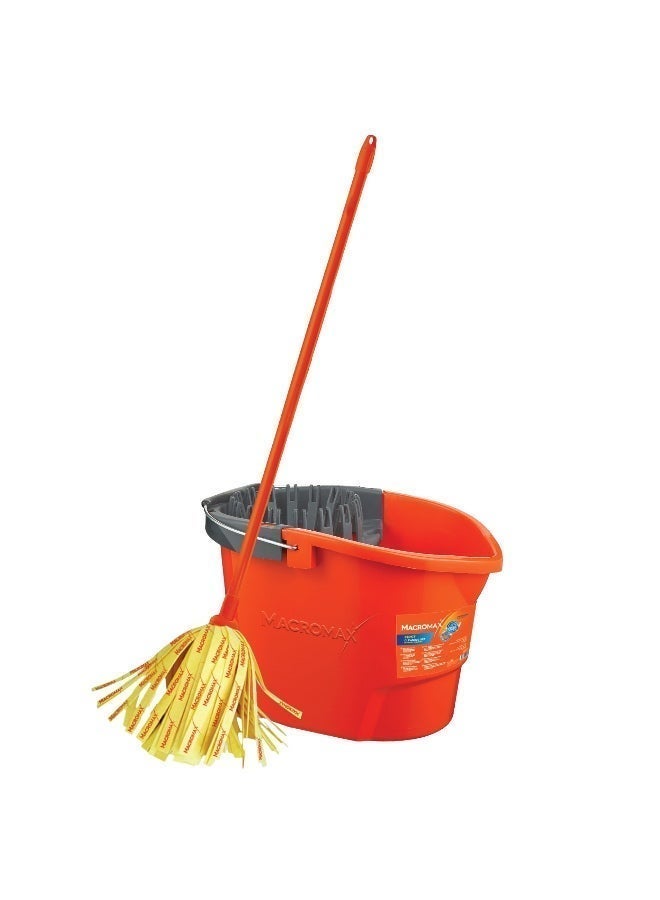 Macromax First Cleaning Mop and Bucket Set - Classic Floor Mop with Up-Down Wring System and Microfiber Head - Image 2