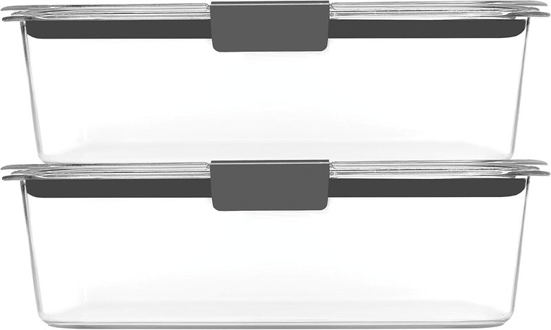 Rubbermaid Leak-Proof Brilliance Food Storage Set - 9.6 Cup Plastic Containers with Lids, Microwave and Dishwasher Safe, 2-Pack, Clear - Image 2