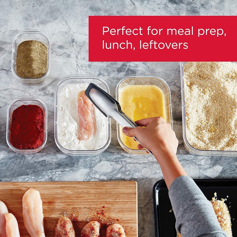 Rubbermaid Leak-Proof Brilliance Food Storage Set - 9.6 Cup Plastic Containers with Lids, Microwave and Dishwasher Safe, 2-Pack, Clear - Image 3