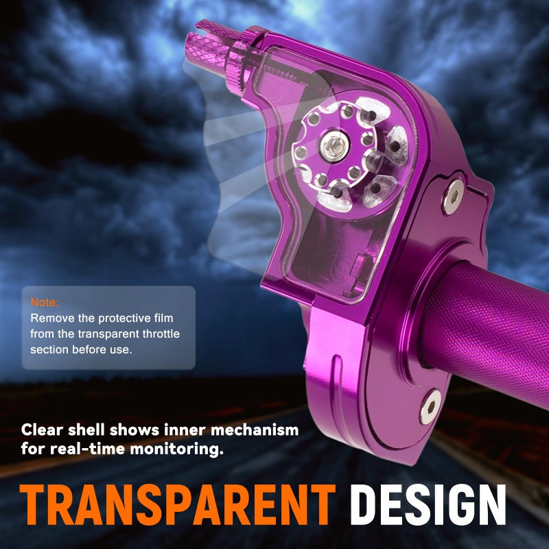 XINGWU Mini Bike Throttle Kit Universal 7/8" 22mm CNC Quick Action Twist Throttle with Cable Throttle Assembly for CRF KLX SSR TTR 50cc-250cc Dirt Pit Bike Mini Bike ATV Motorcycle (Purple) - Image 3