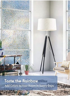 Bukela Window Privacy Film Stained Glass Window Film Mosaic Static Cling Decorative Window Vinyl, Removable Rainbow Window Tint, Non-Adhesive UV Blocking for Home Office, 44.5 x 200cm  - Image 4