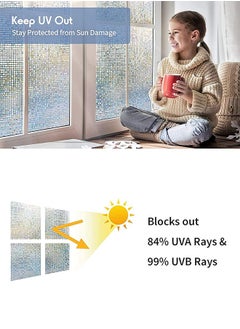 Bukela Window Privacy Film Stained Glass Window Film Mosaic Static Cling Decorative Window Vinyl, Removable Rainbow Window Tint, Non-Adhesive UV Blocking for Home Office, 44.5 x 200cm  - Image 5