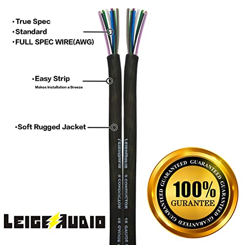 LEIGESAUDIO 20 Feet 9 Conductor Speaker Wire/Cable - 18 AWG 100% Pure OFC, Ultra-Flex and Easy Peel Jacket, Bare Copper with Color Coded Conductors - Image 2