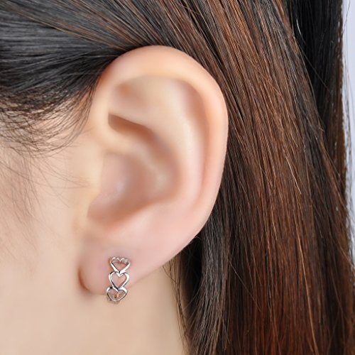 Infinite U Huggie Earrings 925 Sterling Silver Small Hoop Cartilage Hollow Heart Cluster for Women, 0.5'' - Image 5