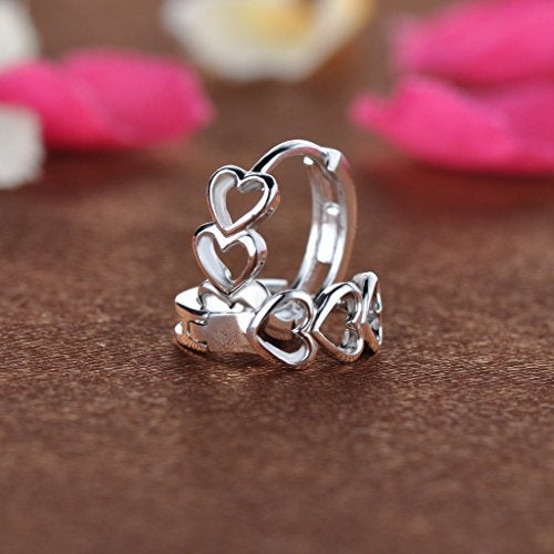 Infinite U Huggie Earrings 925 Sterling Silver Small Hoop Cartilage Hollow Heart Cluster for Women, 0.5'' - Image 4