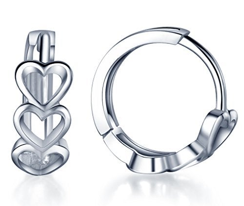 Infinite U Huggie Earrings 925 Sterling Silver Small Hoop Cartilage Hollow Heart Cluster for Women, 0.5'' - Image 1