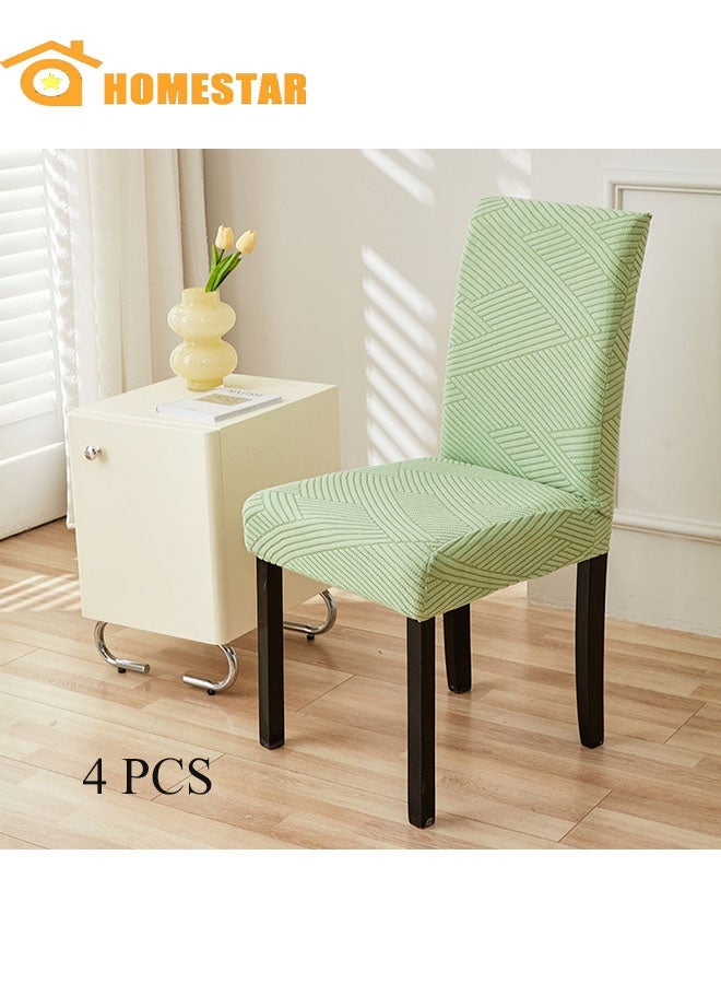 4pcs Dining Chair Stretch Chair Covers for Dining Room Chair, Removable Kitchen Chair Covers, Chair Protector Covers, Green - Image 1