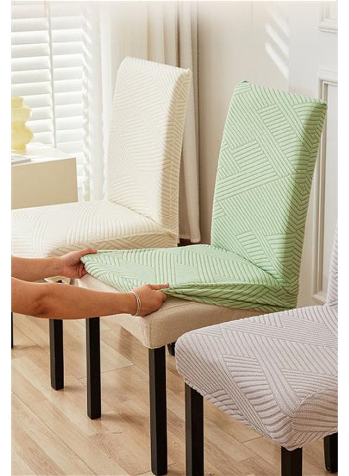 4pcs Dining Chair Stretch Chair Covers for Dining Room Chair, Removable Kitchen Chair Covers, Chair Protector Covers, Green - Image 5
