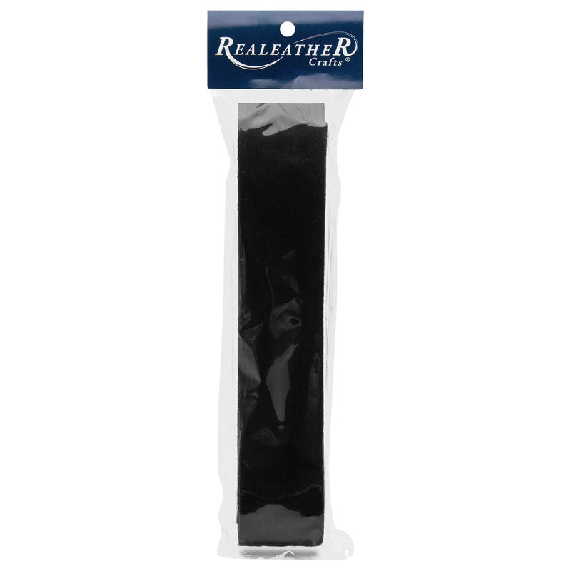 Realeather SS15042-01 Leather Strip for Crafting, 1.5" x 42" (5-6oz), Black, 1-Piece