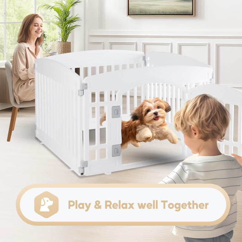 Simple Deluxe 24" 4-Panel Dog Playpen, Durable Pet Playpen with Secure Locking Door for Puppies & Small/Medium Dogs, Portable & Foldable Pet Fence, White - Image 2