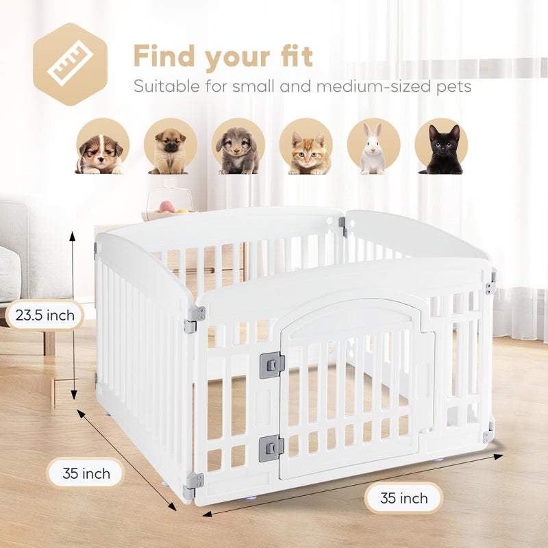 Simple Deluxe 24" 4-Panel Dog Playpen, Durable Pet Playpen with Secure Locking Door for Puppies & Small/Medium Dogs, Portable & Foldable Pet Fence, White - Image 4