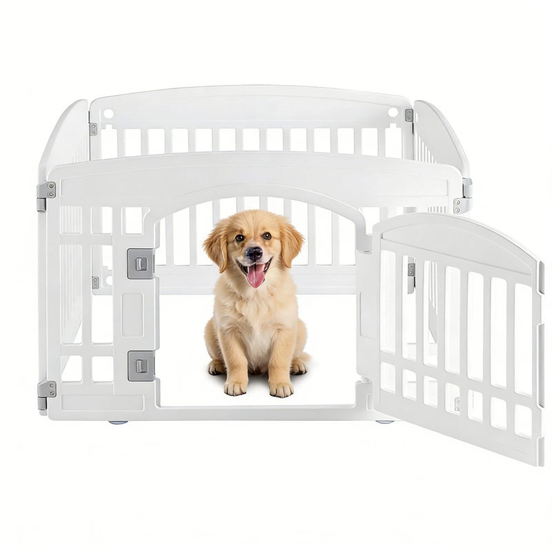 Simple Deluxe 24" 4-Panel Dog Playpen, Durable Pet Playpen with Secure Locking Door for Puppies & Small/Medium Dogs, Portable & Foldable Pet Fence, White - Image 1