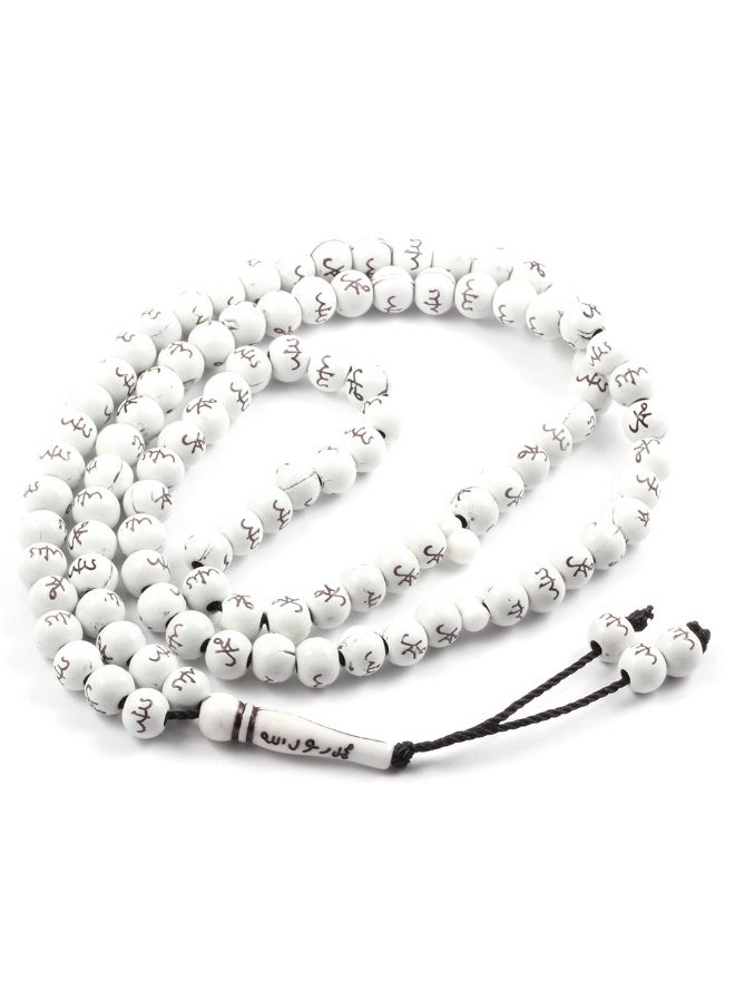 NIBEMINENT 99 Muslim Prayer Beads White/8mm 