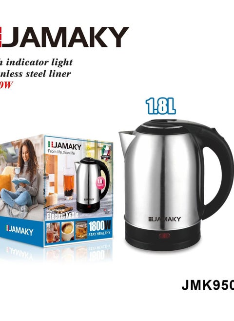Electric kettle, capacity 1.8 liters, stainless steel, 1500 watts, from Jmaki Italian JMK9502
