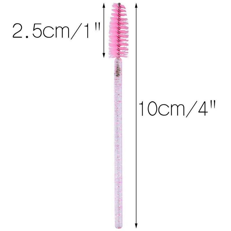 g2plus 500PCS Crystal Eyelash Mascara Brushes Wands Applicator Makeup Kits Mascara Wands Lash Spoolies for Eyelash Extensions and Eyebrow Brush (Pink) - Image 2