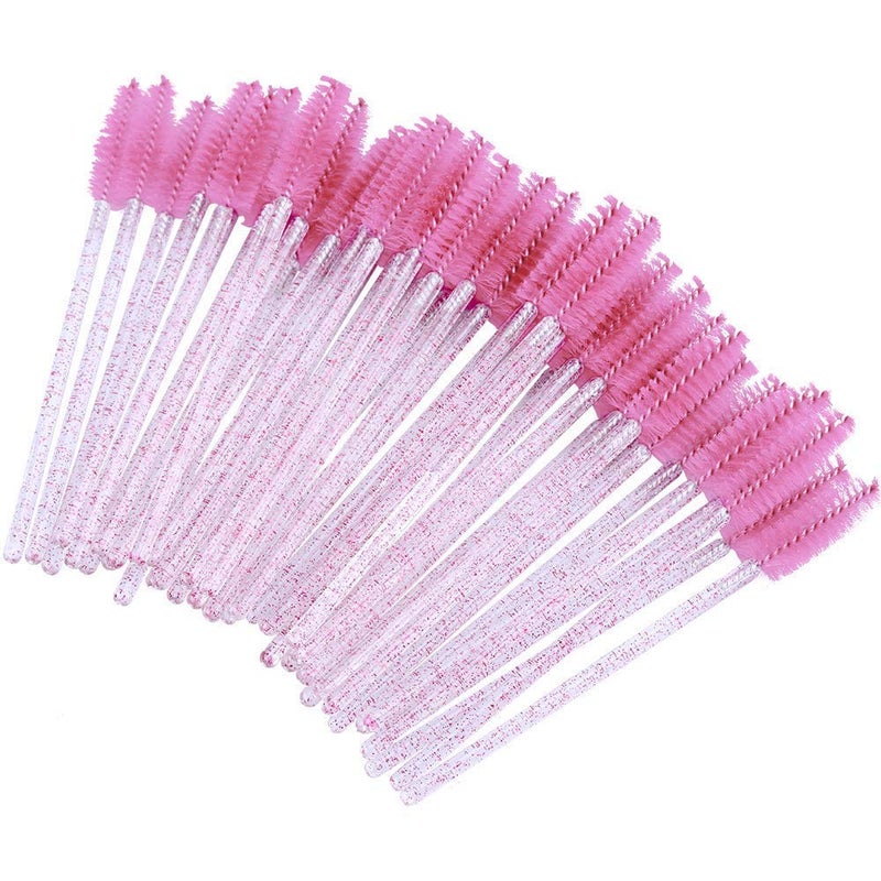 g2plus 500PCS Crystal Eyelash Mascara Brushes Wands Applicator Makeup Kits Mascara Wands Lash Spoolies for Eyelash Extensions and Eyebrow Brush (Pink) - Image 5
