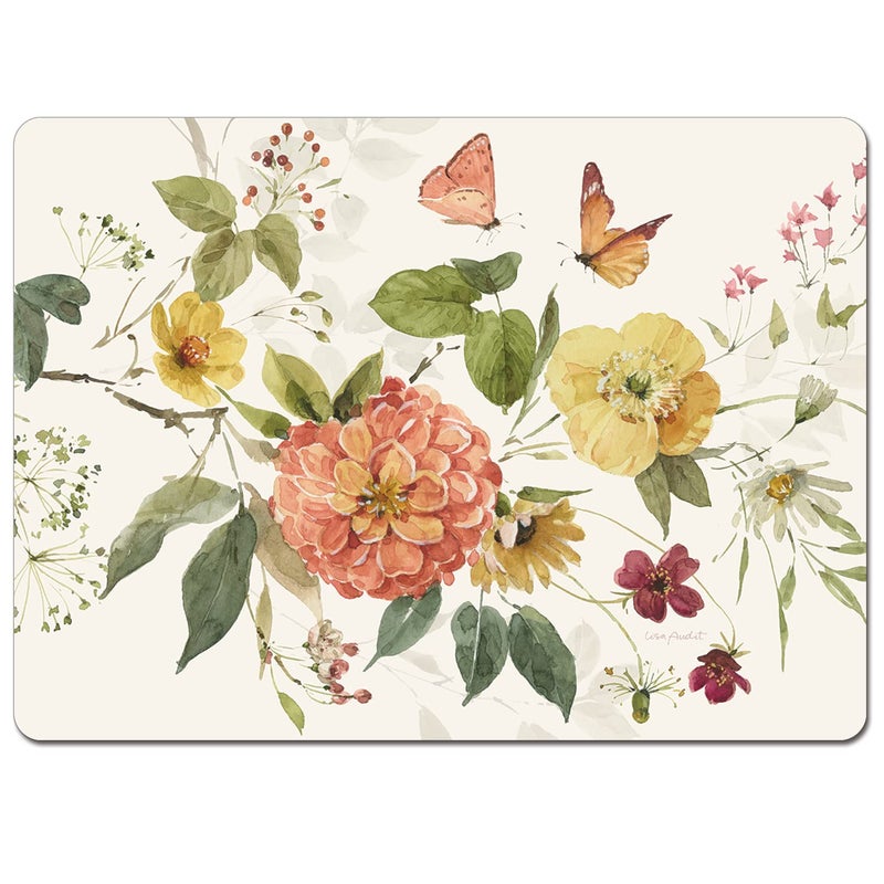 Cala Home Cala Home Blessed by Nature Premium Decorative Hardboard Cork Back Tabletop Placemats 4 Pack Manufactured in The USA Heat Tolerant and Easily Wipes Clean