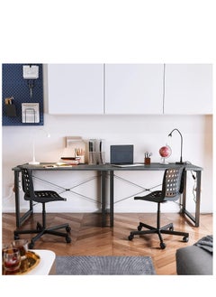 EqiEch Computer Desk Home Office Writing Study Desk Modern Simple Style Laptop Table With Storage Bag Black 100X50X74cm  - Image 4