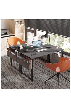 EqiEch Computer Desk Home Office Writing Study Desk Modern Simple Style Laptop Table With Storage Bag Black 100X50X74cm  - Image 2