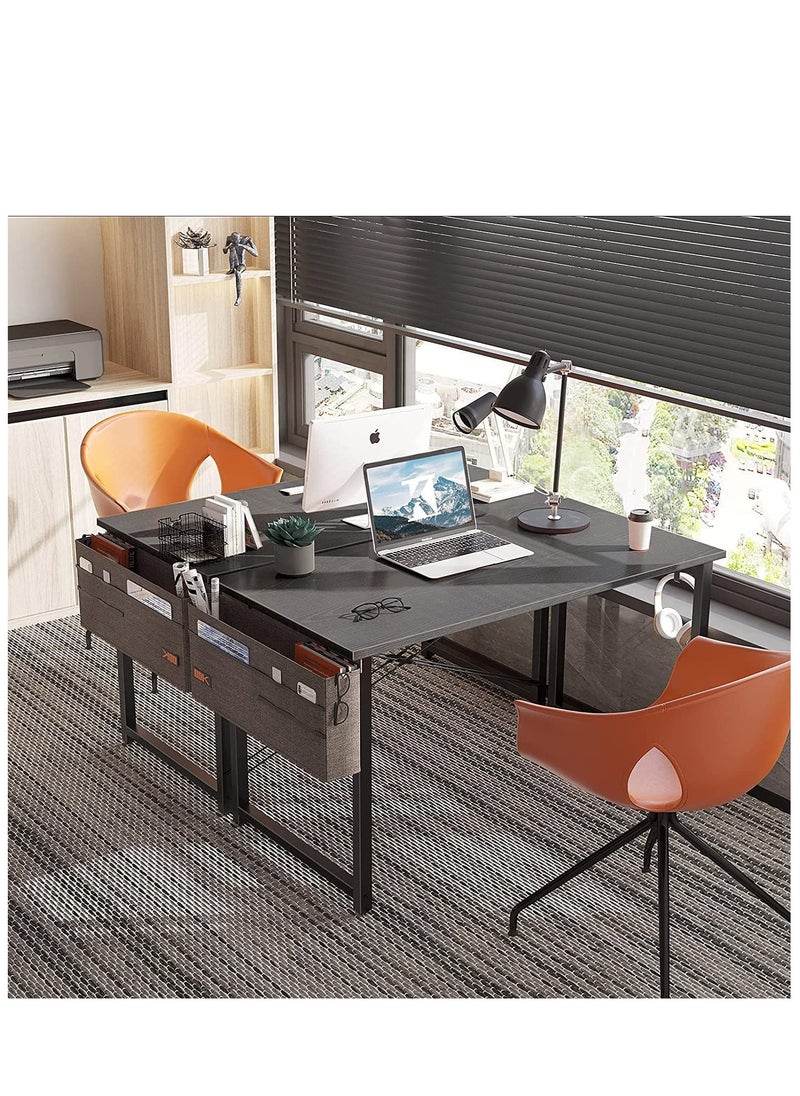 EqiEch Computer Desk Home Office Writing Study Desk Modern Simple Style Laptop Table With Storage Bag Black 100X50X74cm  - Image 2