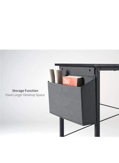 EqiEch Computer Desk Home Office Writing Study Desk Modern Simple Style Laptop Table With Storage Bag Black 100X50X74cm  - Image 5