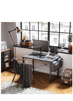 EqiEch Computer Desk Home Office Writing Study Desk Modern Simple Style Laptop Table With Storage Bag Black 100X50X74cm  - Image 3
