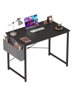 EqiEch Computer Desk Home Office Writing Study Desk Modern Simple Style Laptop Table With Storage Bag Black 100X50X74cm  - Image 1