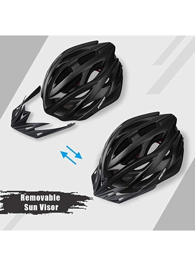 Adult Adjustable Cycling Helmet, Lightweight Safety Bike Helmet with Detachable Visor, Ventilated Protective Headgear for Mountain Road Riding - Image 2