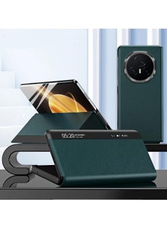 Honor Magic V3 2024 Case, Leather Flip Case for Magic V3 Smart View Flip Cover with Smart View Touch Window and Auto Screen Sleep/Wake Kickstand