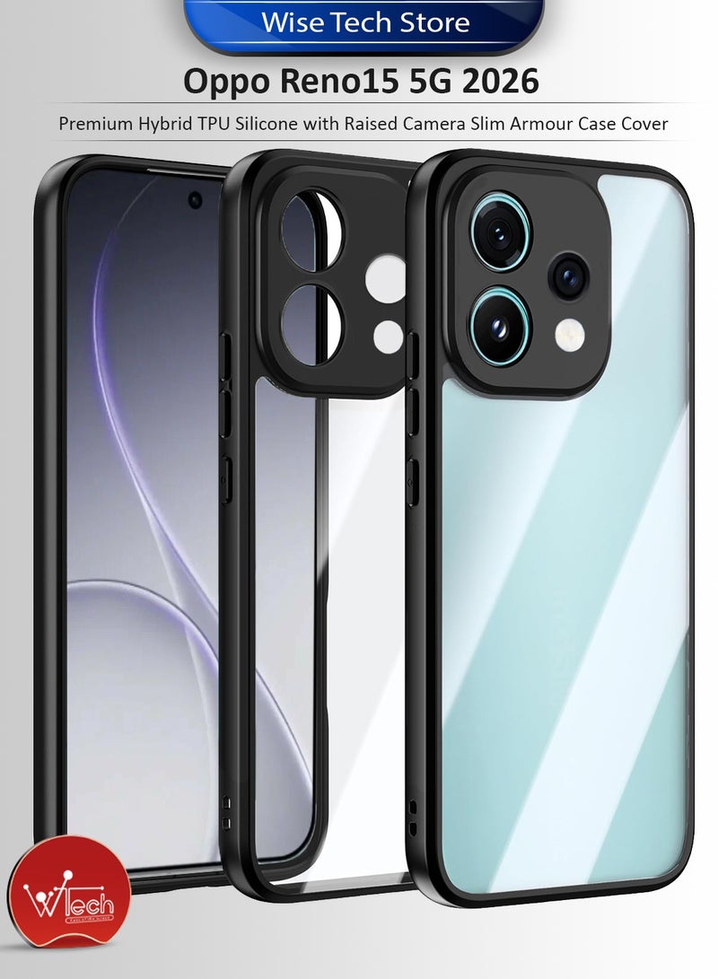 Wtech Oppo Reno15 5G 2026 Hybrid TPU Silicone with Raised Camera Slim Armour Case Cover (MCAPSA) - Clear/Black - Image 1
