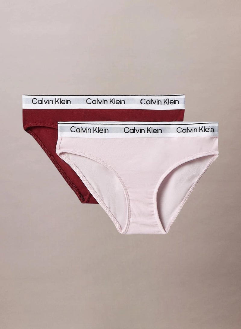 Calvin Klein Jeans 2 Pack Girls Bikini Briefs - Icon Cotton Stretch - Image 1
