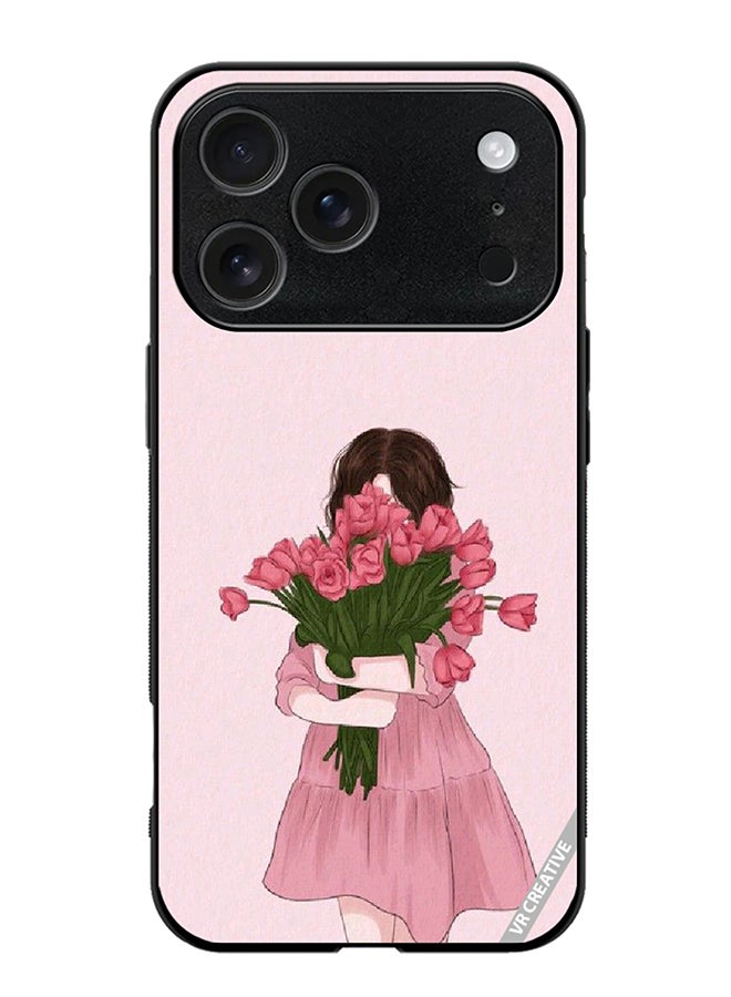 VR CREATIVE Protective Case Cover For Apple iPhone 17 Pro Max Girl Hugging Bouquet Design Multicolour