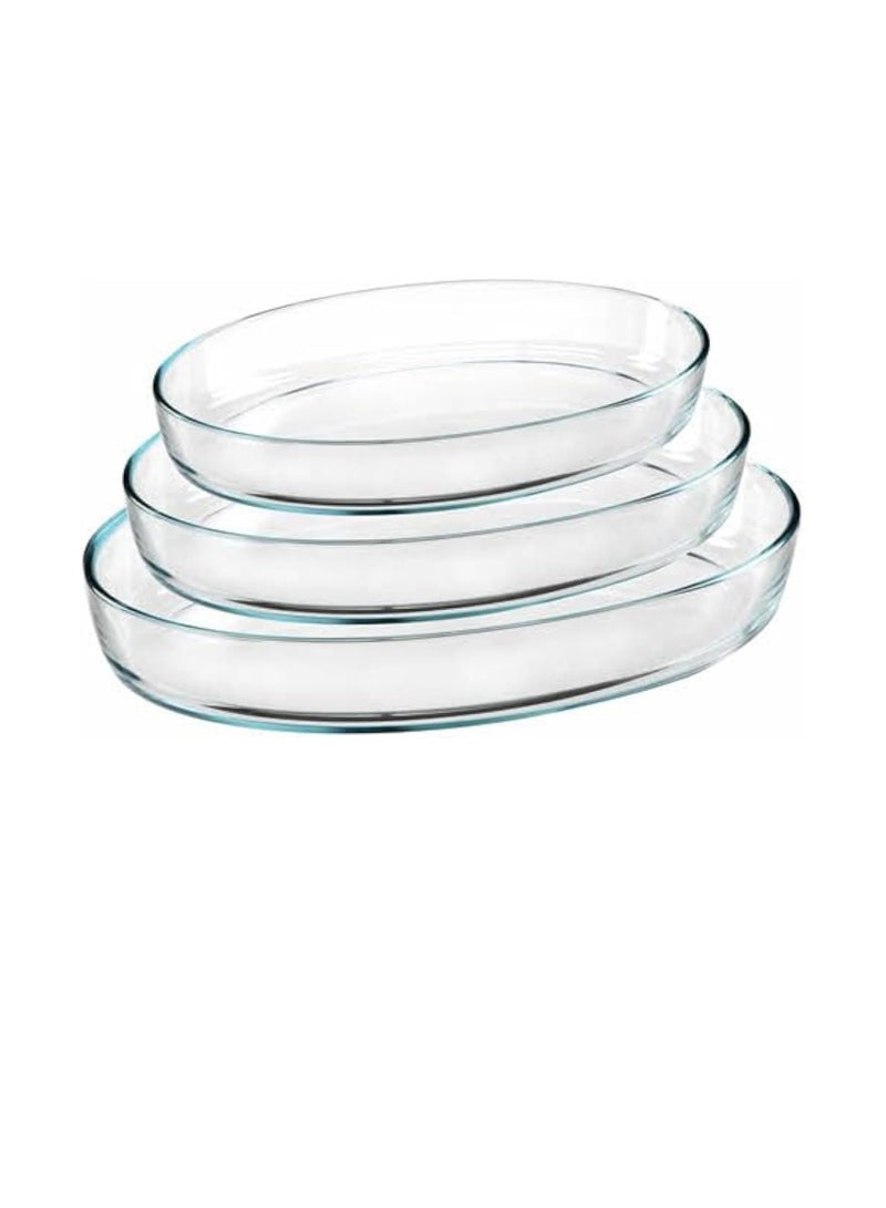 MIJOTEX 3-Piece Clear Oval Baking Dish Set
