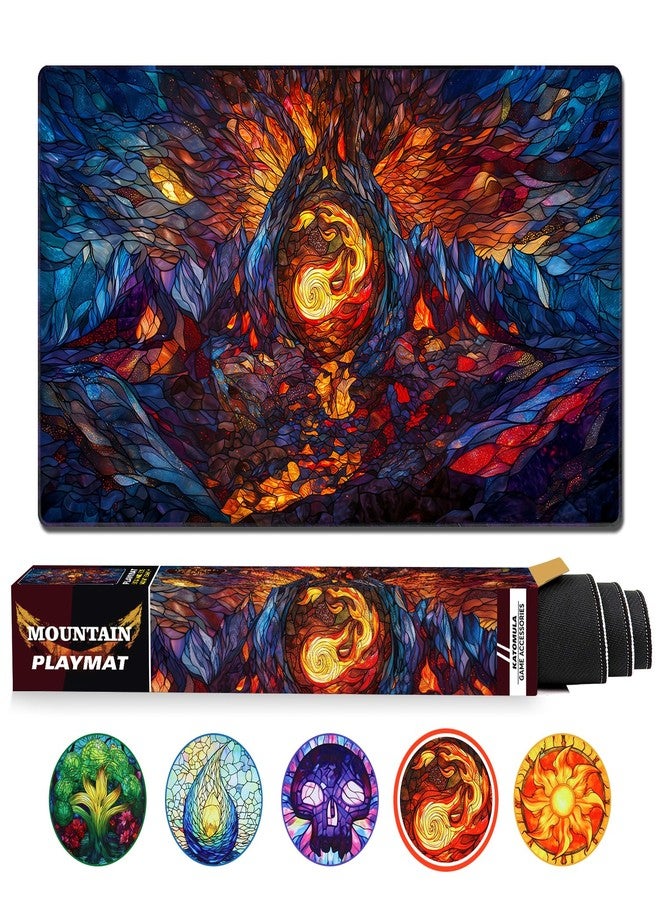 Katomula MTG Playmat, TCG Card Game Playmat, Stitched Edge, Non-Slip Rubber Bottom - 24 x 14 inch - Mountain - Image 1