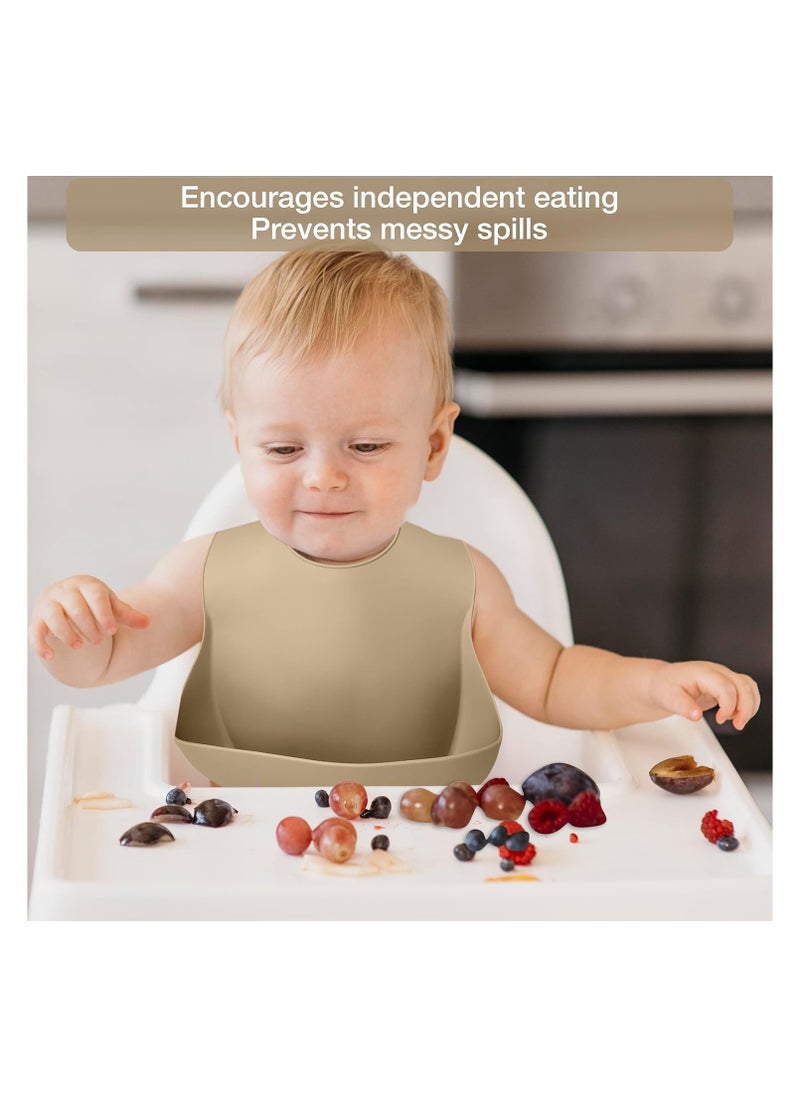 Manvik Baby Feeding Set 10-Piece | Baby Led Weaning Utensils Set Includes Suction Bowl and Plate, Baby Spoon and Fork, Sippy Cup with Straw and Lid | Baby Feeding Supplies Set (B-Beige)  - Image 5