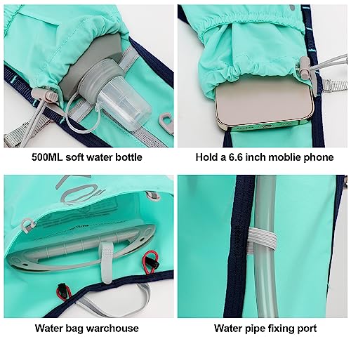 INOXTO Running Hydration Vest Backpack,Lightweight Insulated Pack with 1.5L Water Bladder Bag Daypack for Hiking Trail Running Cycling Race Marathon for Women Men (588 Light Green) - Image 4