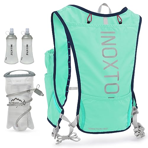 INOXTO Running Hydration Vest Backpack,Lightweight Insulated Pack with 1.5L Water Bladder Bag Daypack for Hiking Trail Running Cycling Race Marathon for Women Men (588 Light Green) - Image 1