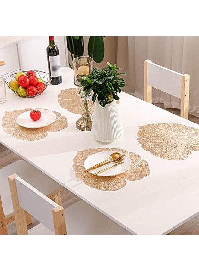 Agee Home Decor® PVC Golden Round Placemats Pressed Vinyl Metallic placemats for Dining Table wipeable Washable Non Slip Round mats Set of 6 pc (Gold Palm, 6 pc) - Image 4
