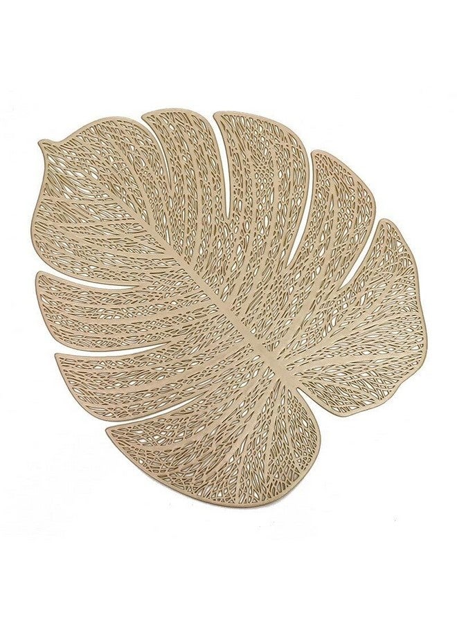 Agee Home Decor® PVC Golden Round Placemats Pressed Vinyl Metallic placemats for Dining Table wipeable Washable Non Slip Round mats Set of 6 pc (Gold Palm, 6 pc) - Image 3